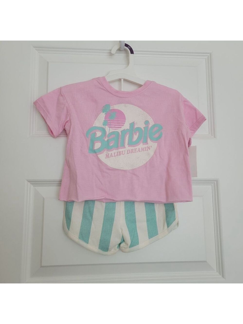 Girls Barbie 2 Piece Set Size 2T Short Sleeve & Short NWT